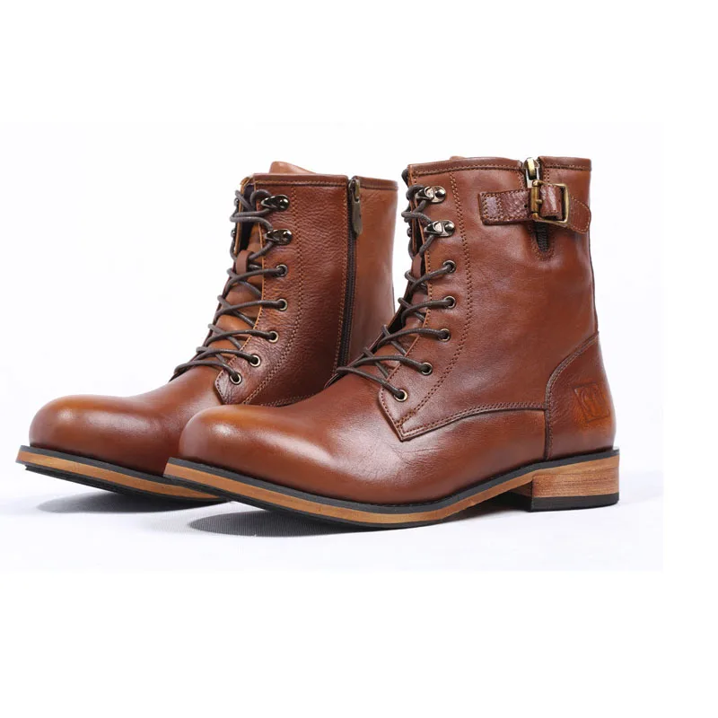 

Winter Genuine Leather Martin Boots Men Shoes Vintage Classic Buckle Strap Ankle Boots Waterproof Motorcycle Boot For Men E05