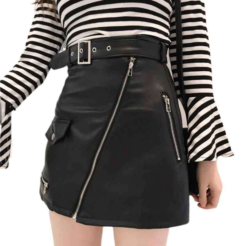 Женская юбка карандаш из искусственной кожи мини на молнии|Женские юбки| |
