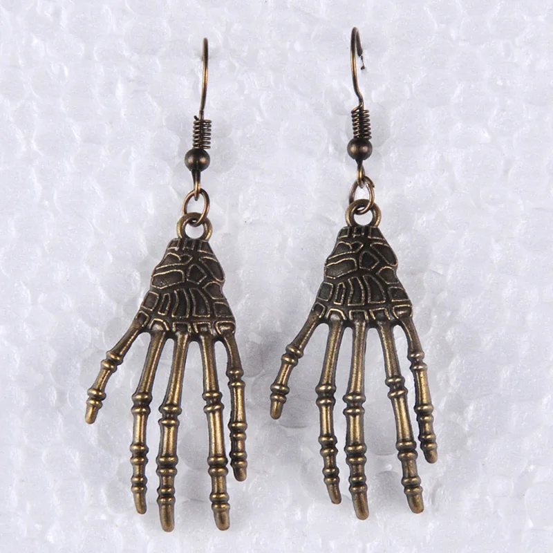 Винтажные антикварные бронзовые хиппи скелеты ручные серьги металлический