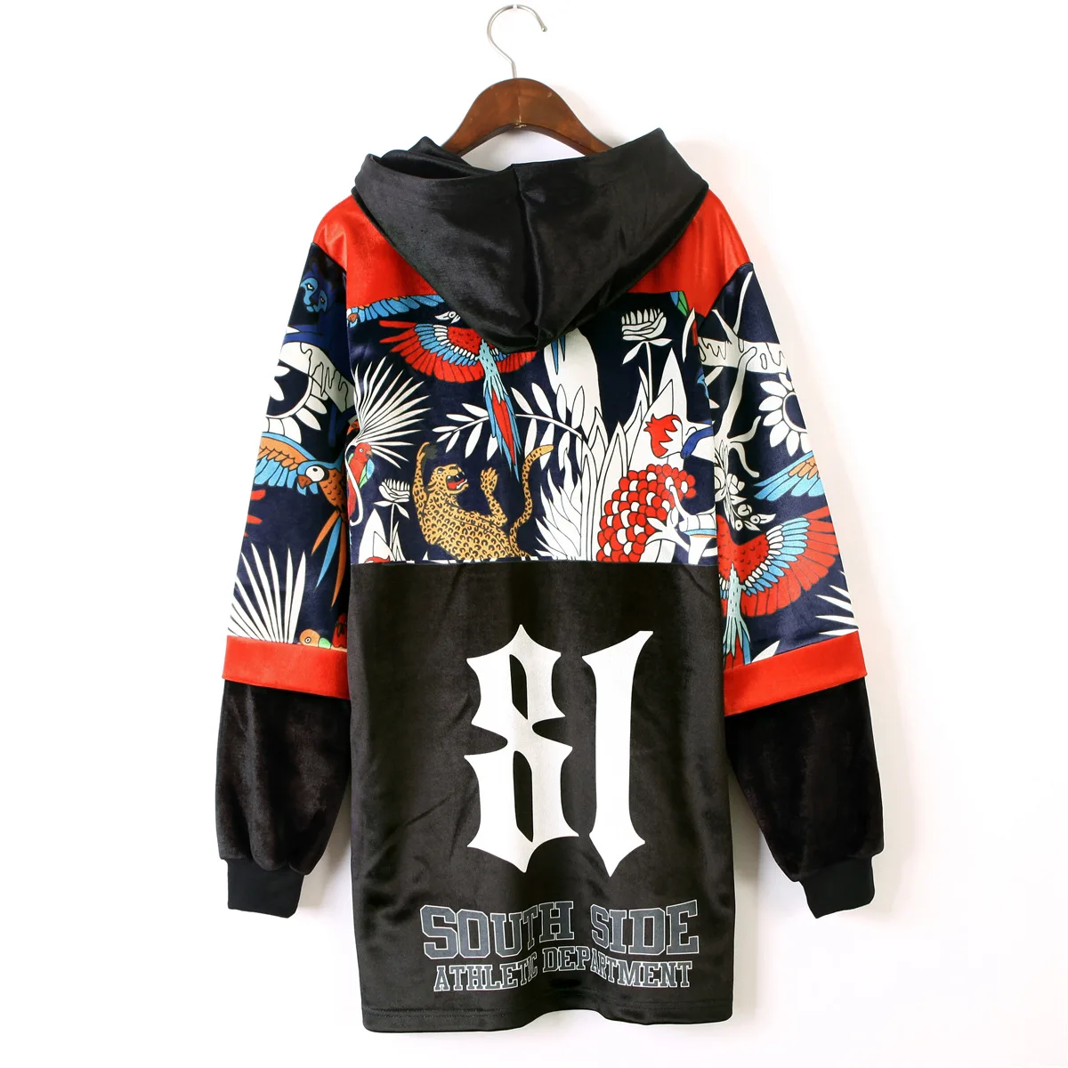 С капюшоном плюс бархат личности женский свободный большой размер Тотем 2019 зима