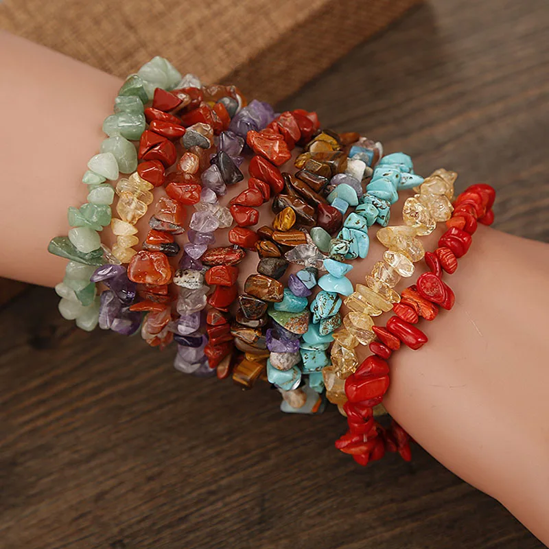 

Natural Stone Crystal Crushed Stone Bracelet Bracelet Seven Chakra Bracelet Adjustable Multicolor Jewelry Charm Woman Crafts