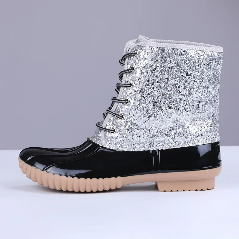 Прозрачная обувь; коллекция года; женские пикантные ботильоны; Женская водонепроницаемая обувь из ПВХ с блестками; женские резиновые сапоги; mujer; Прямая поставка