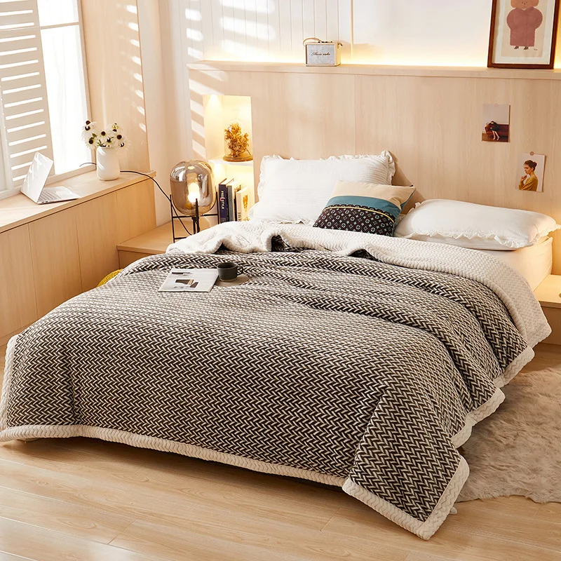 

Winter Thick Blankets Double Sided Blanket Sofa Warm Blanket Bedspread Travel Adults And Children Bedding Cover