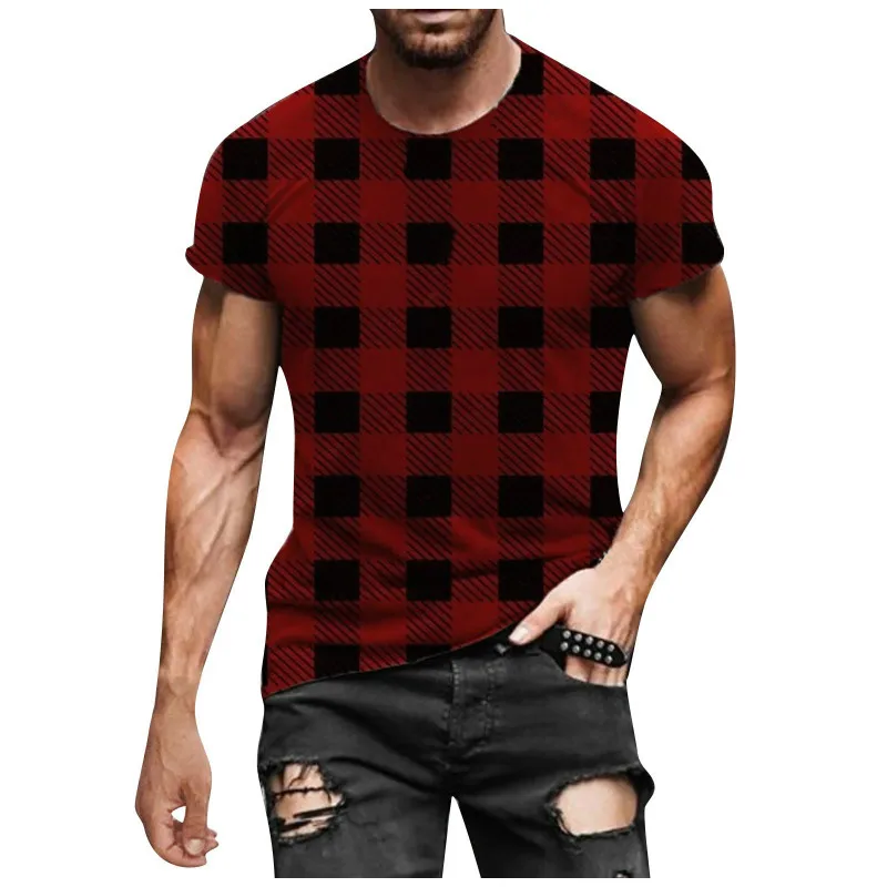 

Summer Men's T-Shirt European and American Fashion British style 3D ClothesLarge Size Mens Top Loose Pullover T-Shirt