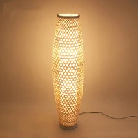 Bamboo Wicker Rattan Shade Vase Floor Lamp Fixture Rustic Asian Japanese Nordic Art Light Corridor Luminaria Fitting Luminaire