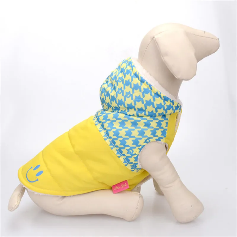 yellow Одежда для собак для Йоркских милых узоров зимняя куртка для собак для маленьких средних собак Мягкая стеганая куртка с капюшоном для щенков одежда для чихуахуа - Цвет: yellow