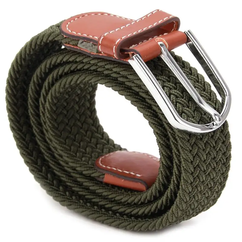 

New Fashion Men Elastic Knitted Belt Metal Buckle Waist Strap High Quality Military Army Tactical Belt 6 Colors