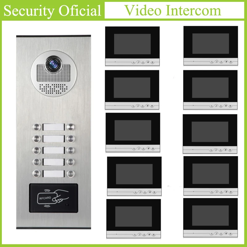 7 дюймов дисплей видеодомофон наборы непромокаемые мульти квартиры видео