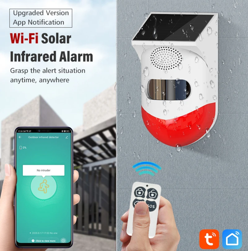 

Wifi Wireless Home Burglar Security Alarm System with 433MHz Remote Control Solar Siren PIR Waterproof Detector Tuya APP Control