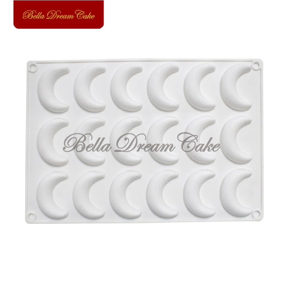 

18 Cavity Crescent Moon Chocolate Silicone Mold Eid Mubarak Ramadan Handmade Mousse Cake Moulds Cake Decorating Tools Bakeware