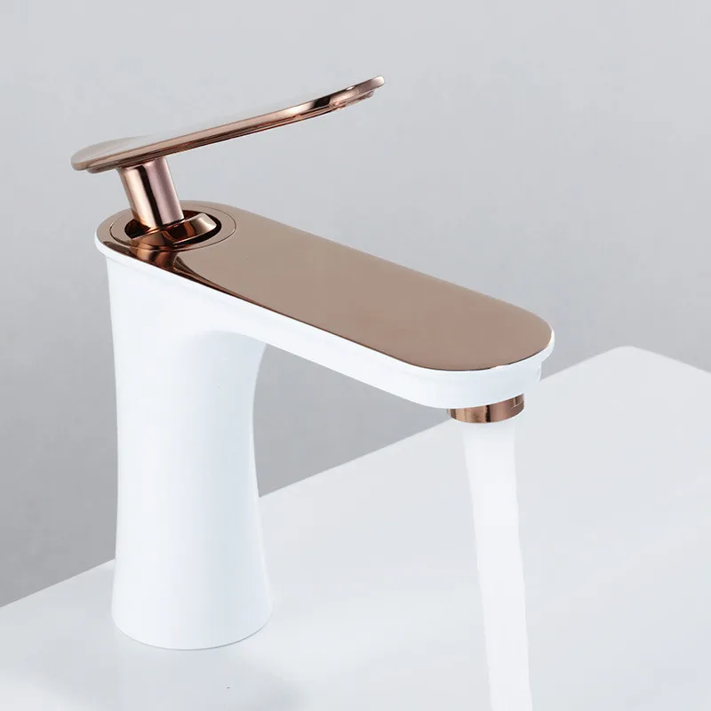 Белый и розовое золото/хром смесители для ванной комнаты Одноручный латунный