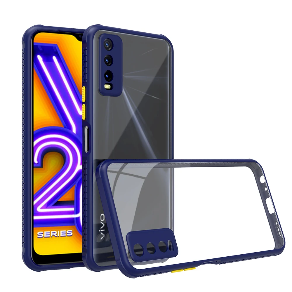 

Shockproof Phone Case For VIVO Y20 Y20i Y20s Y20A Transparent TPU+PC Mobile Phone Back Cover Protection Screen Shell