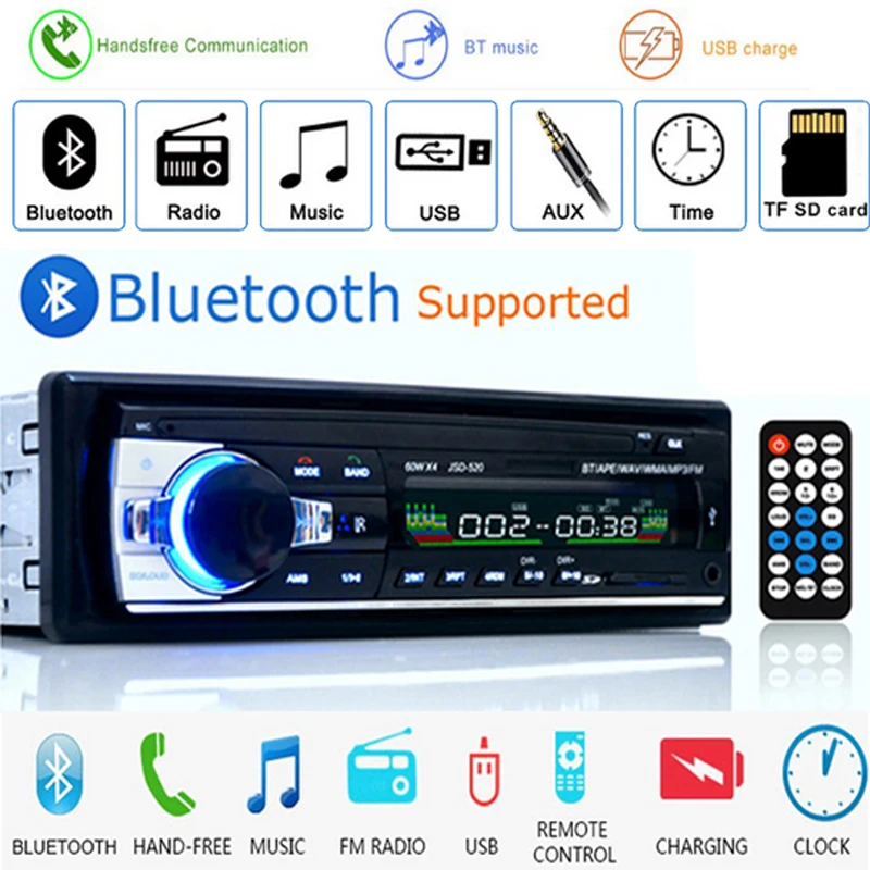 Автомагнитола JSD520 цифровой стереопроигрыватель с Bluetooth MP3 FM радио 60 Вт х 4 вход