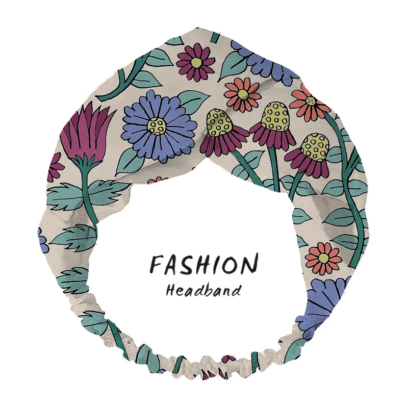 

2020 Summer Hair Accessories Hairband Sunset meadow Print Headbands Women Cross Knot Turban Bandage Bandanas Women Scrunchies