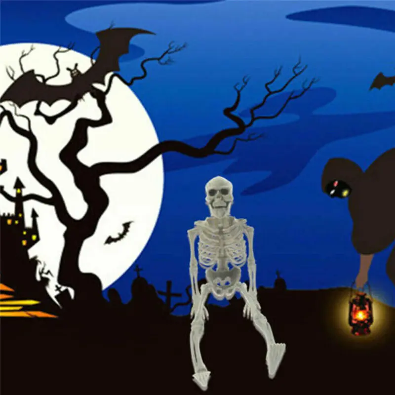 Poseable полный размер жизни человеческий скелет Декорации для хелоуин вечеринки