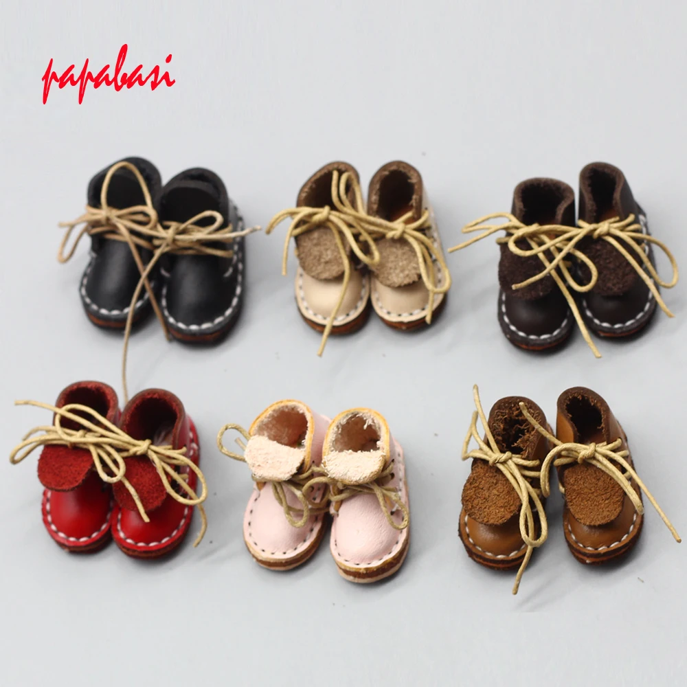 

1Pair Doll Accessories shoes for 1/6 blyth joint doll as fit 1/8 BJD DOLLS Mini Leather shoes toys 3.7*1.6cm