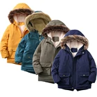 Куртка для мальчиков, яркая, холодная, плотная, бархатная, Высококачественная длинная куртка с капюшоном для детей, ветровка