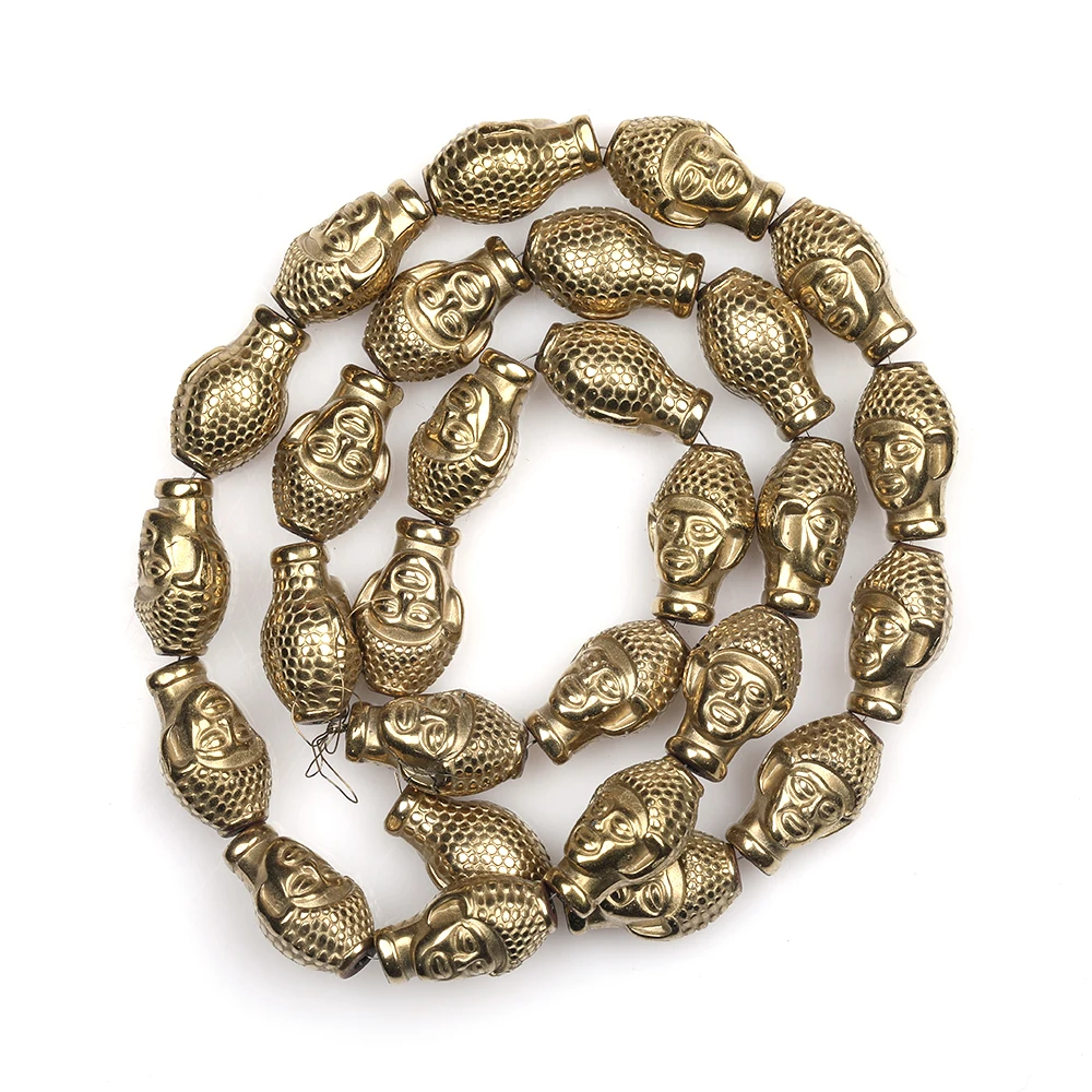 

High Quality Buddha Shaped Black Hematite Stone Beads For DIY Jewelry Making Silver Gold Copper Colour Coatings