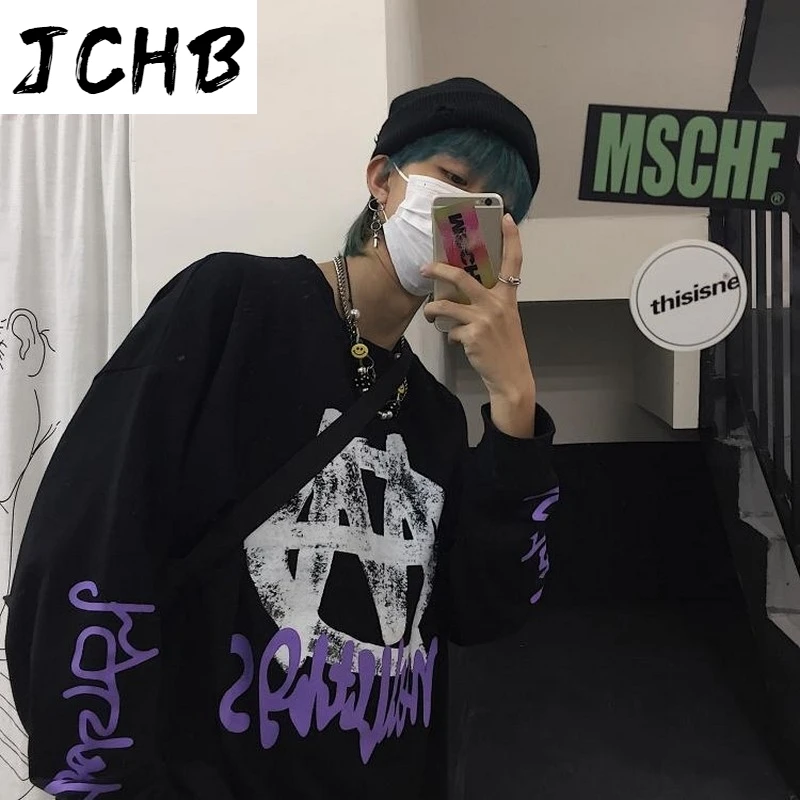 

2021 Harajuku Couples Tshirt Streetwear Punk Hip-hop t Shirt Women Cool Contrast Tops New Spring Summer T-shirt Long Sleeve Tee