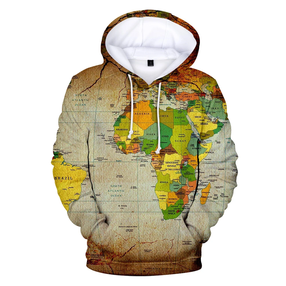 

Hoodies World Map 3D Tops High Street Harajuku Hooded Men Women Sweatshirt Casual Pullover Hot sale World Map 3D Kids Hoodie