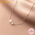 Женское Ожерелье до ключицы из серебра 925 пробы с жемчугом