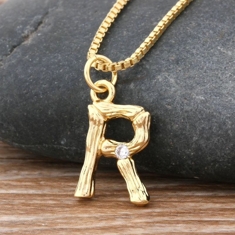 

Hot Sale Women Cute Initial Letter Necklace Gold 26 Letters Charm Necklaces Pendants Copper CZ Jewelry Personal Necklace