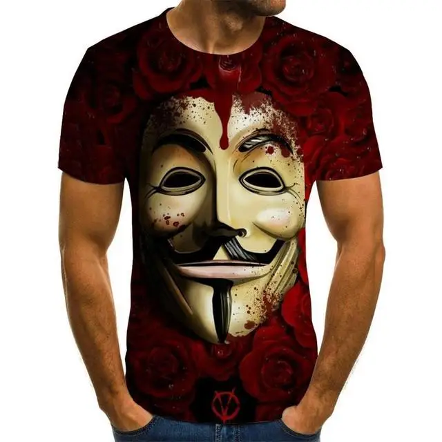 

2020 new men t shirt Sketch the clown 3D Printed T Shirt Men Joker Face Casual O-neck Male tshirt Clown Short Sleeved joke tops