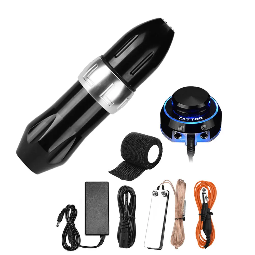

Professional Tattoo Kit Tattoo Rotary Pen Machine Rotating LCD Tattoo Machine Pen Engine Strong Silent Self Adhesive Bandage