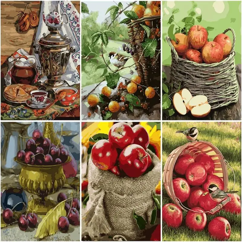 

GATYZTORY Painting By Numbers Fruit Food Landscape Home Decoration Diy Apple Gift Handpainted 40x50cm Framed Paint Photo
