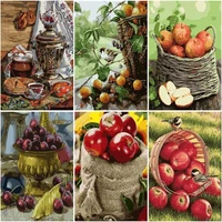 gatyztory painting by numbers fruit food landscape home decoration diy apple gift handpainted 40x50cm framed paint photo