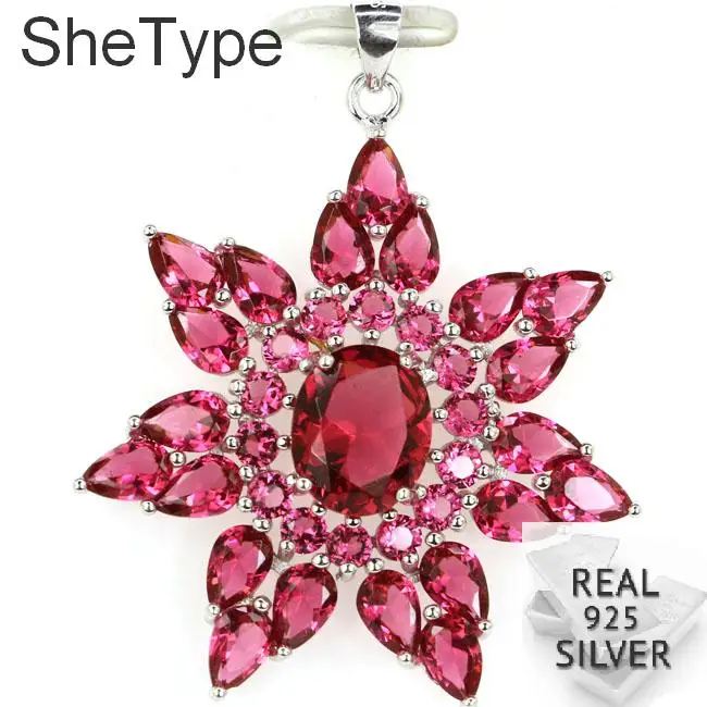 Raspberry Rhodolite Garnet большой 5 7 г размер 45x38 мм вечерние из цельного серебра 925
