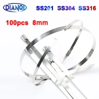 high quality 100pcs 8mmx450mm self locking stainless steel zip cable tie lock tie wrap