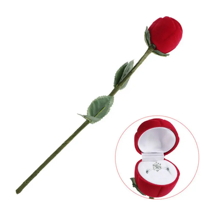

1Pc Portable 3D Red Rose Jewelry Box Wedding Ring Gift Case Earrings Storage Display Holder Gift Boxes For Earring Rings