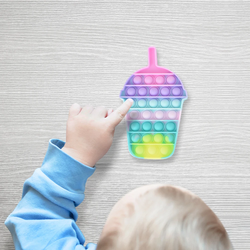 

Push Bubble Sensory Fidget Toy Rainbow Macaron Milk Tea Cup Fidget Sensory Anti Stress Toys for Kids Adults Educational