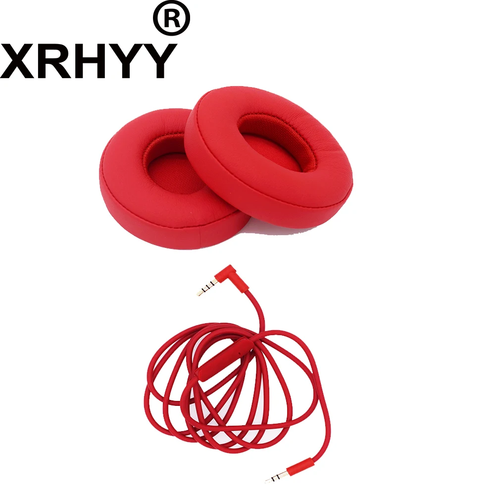 Красные Сменные накладки на наушники XRHYY чехол + аудиокабель Aux с микрофоном для