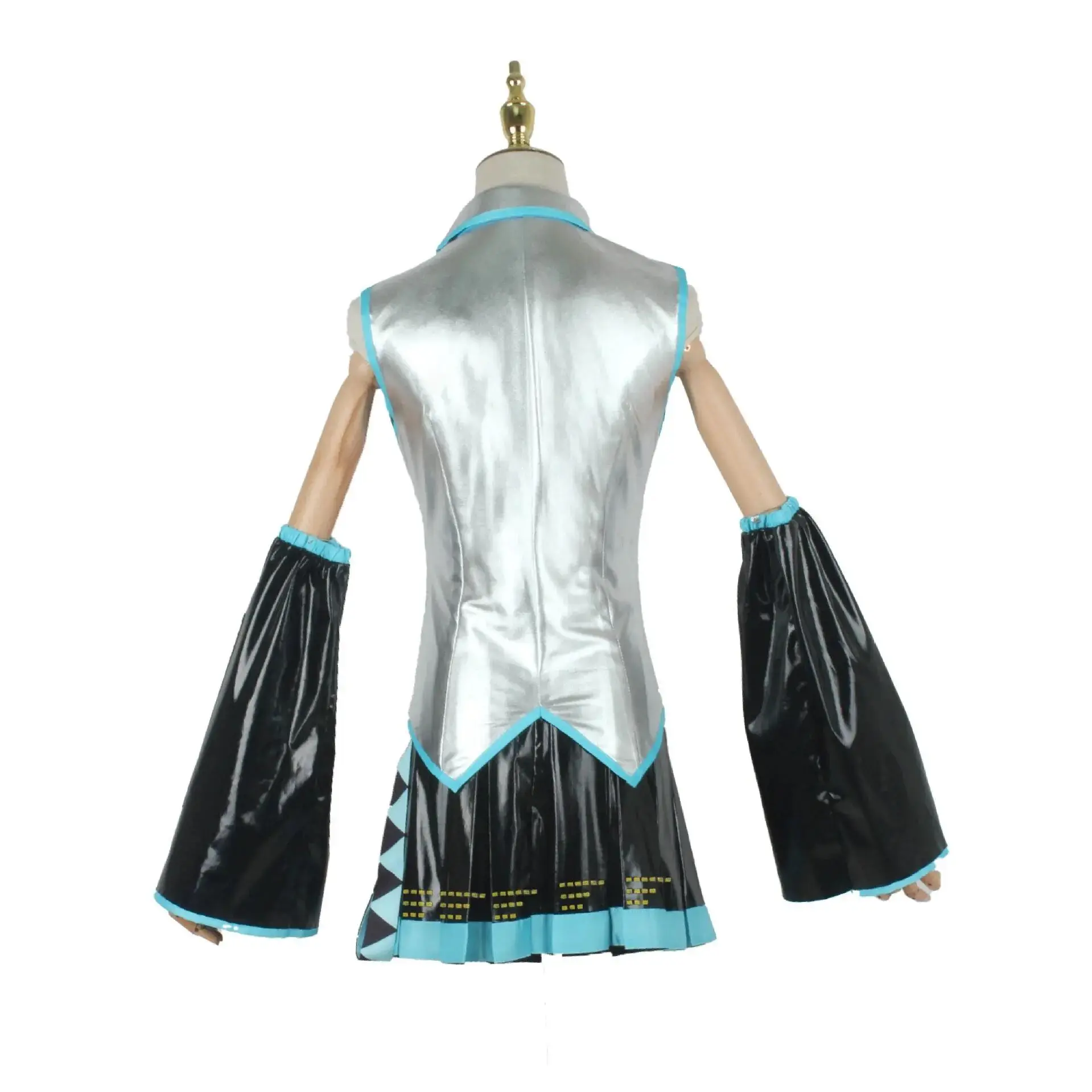 Фото Искусственная кожа Vocaloid Miku Косплей Костюм Аниме миди платье Хэллоуин Одежда для рождественской вечеринки для девочки №3