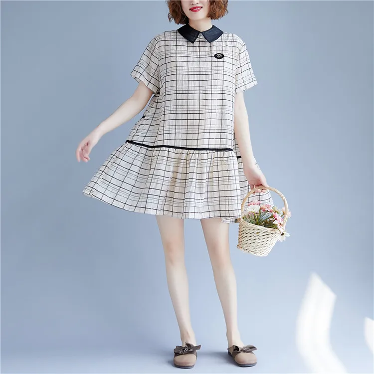 Новинка 2020 Брендовое летнее платье для беременных женское клетчатое большого