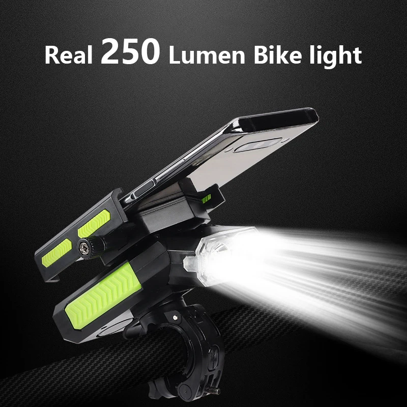 

4000mAh Bicycle Light 5 In 1 Horn Phone Holder MTB Bike Handlebar Flashlight Road Bike Front Light Power Bank Bike Accessories