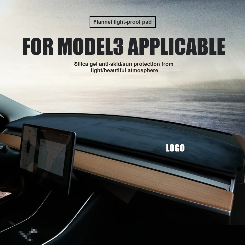

Car Dashboard Cover Flannel Dashmat Dashboard Mat For Tesla Model 3 Y Non-slip Protector Sun Cover Pad Interior Accessories