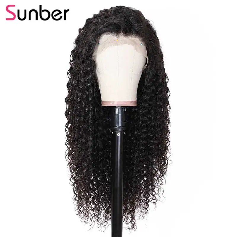 Sunber Hair Pervian глубокая волна человеческие волосы парики 12-22 дюймов предварительно выщипанные волосы remy 150% Плотность 13*6 парик фронта шнурка с детскими волосами