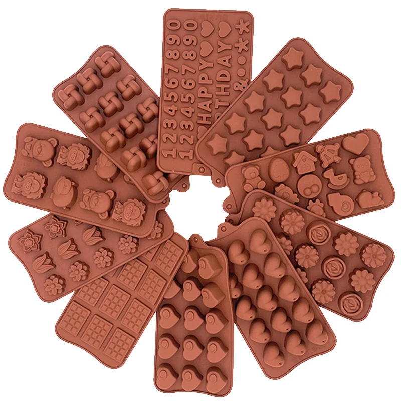 

silicone pastry molds silicone mold 9 Shapes Chocolate baking Tools Non-stick Silicone cake mold Jelly Candy Mold 3D mold DIY