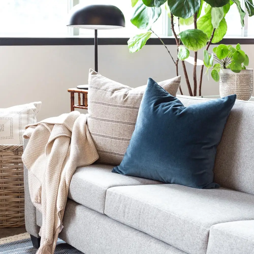 

Blue Velvet Cushion Cover 50X50cm Decorative Pillow Case Soft Pillows Home Decoration Cushions For Living Room Sofa Cojines