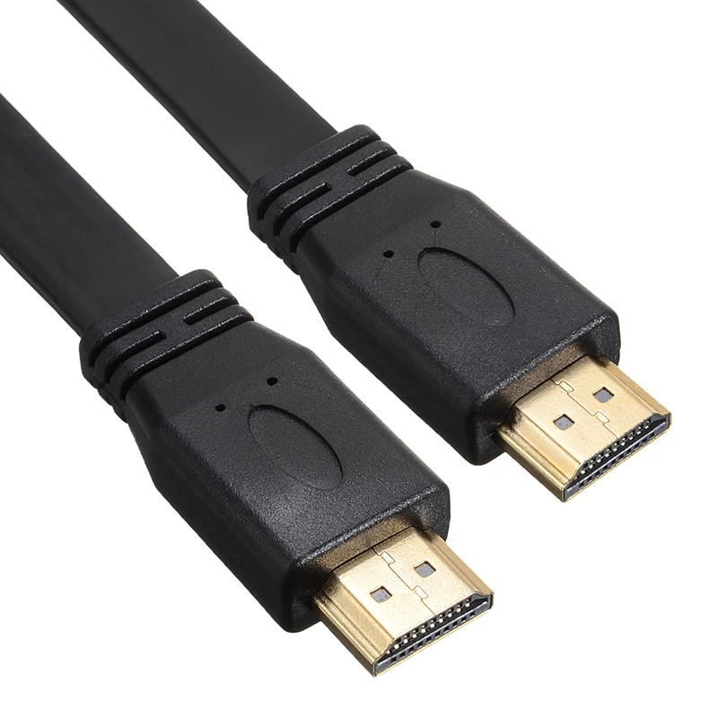 Плоский аудиокабель черный 1080P Full HD штекер-штекер для HDTV PS3 высокоскоростные