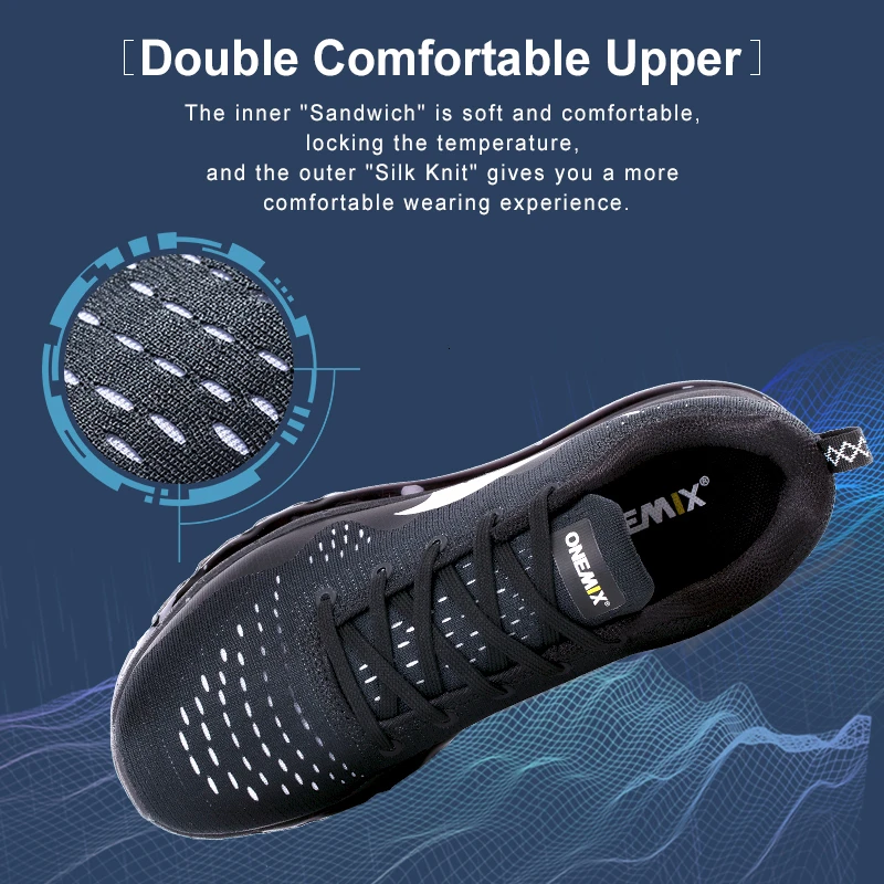 Мужские кроссовки для бега ONEMIX спортивные дышащие с амортизирующей воздушной