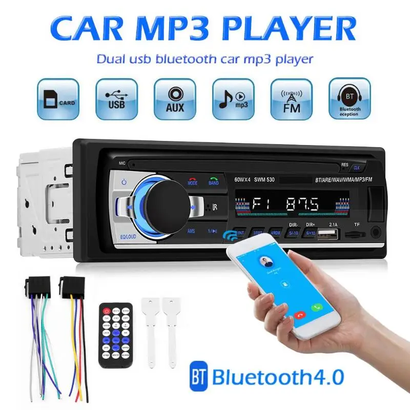 Автомагнитола 1Din12V стереомагнитола с Bluetooth mp3-плеер USB SD AUX вход автоаудио