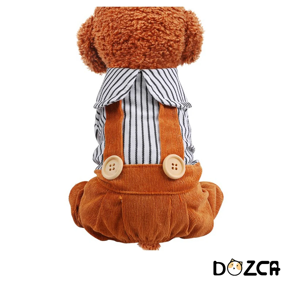 Полосатая рубашка для собак коричневые брюки с подтяжками комбинезон щенка на
