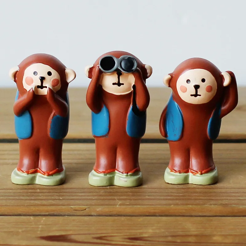 

3Pcs/lot Cartoon Monkey Fairy Garden Miniatures Ornaments Resin Animal Figurine DIY Micro Landscape Home Decoration Accessories