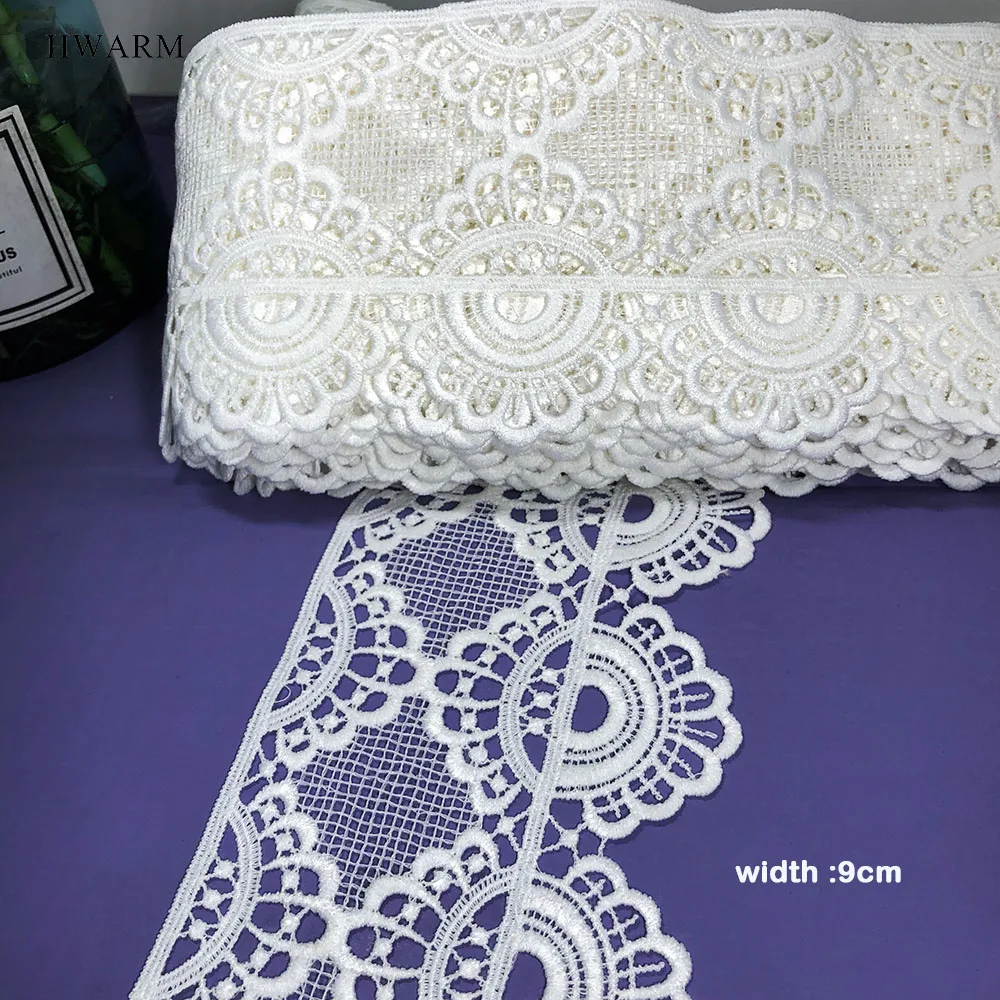 

New White Computer Embroidery Lace Exquisite Water Soluble Milk Silk Hollow Bar Code Garment Dress Sewing Trim Craft Accessories