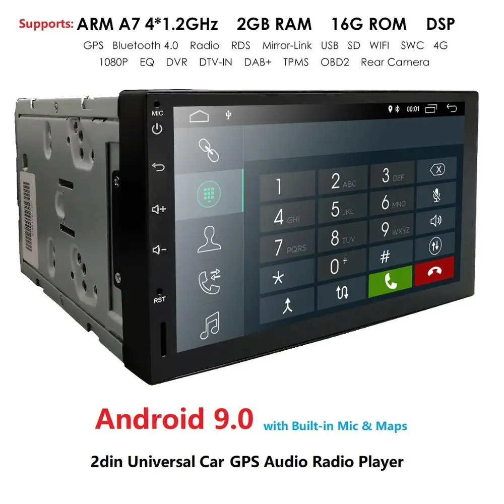 2 Din Android 9 0 Автомобильный мультимедийный плеер MP3 стерео универсальный