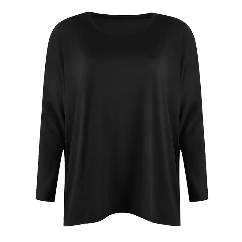 

Spring Casual Women T Shirt O-Neck Loose Solid Color Long Sleeve T-Shirts Tops Black Street Fashion Ladies Autumn Pullover Tee